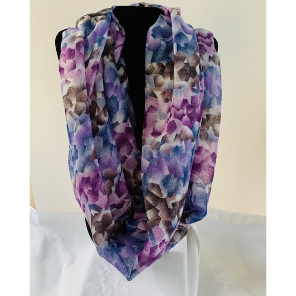 Multitone Print Infinity Scarf - Purple